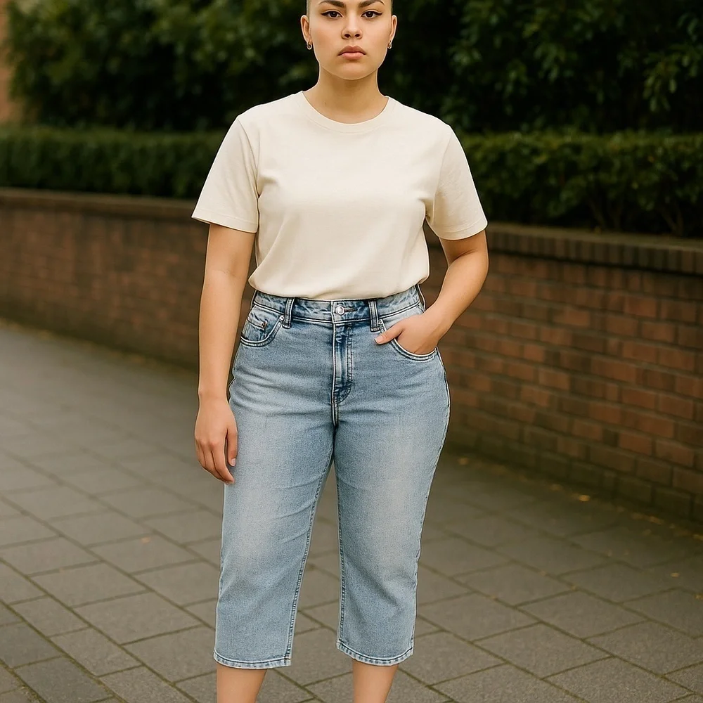 ❄️ Cato | Plus Size Cropped Acid Wash Jeans Various Sizes Available.